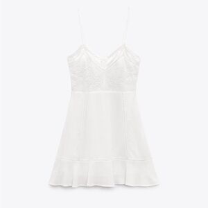 Zara embroidered linen blend mini dress